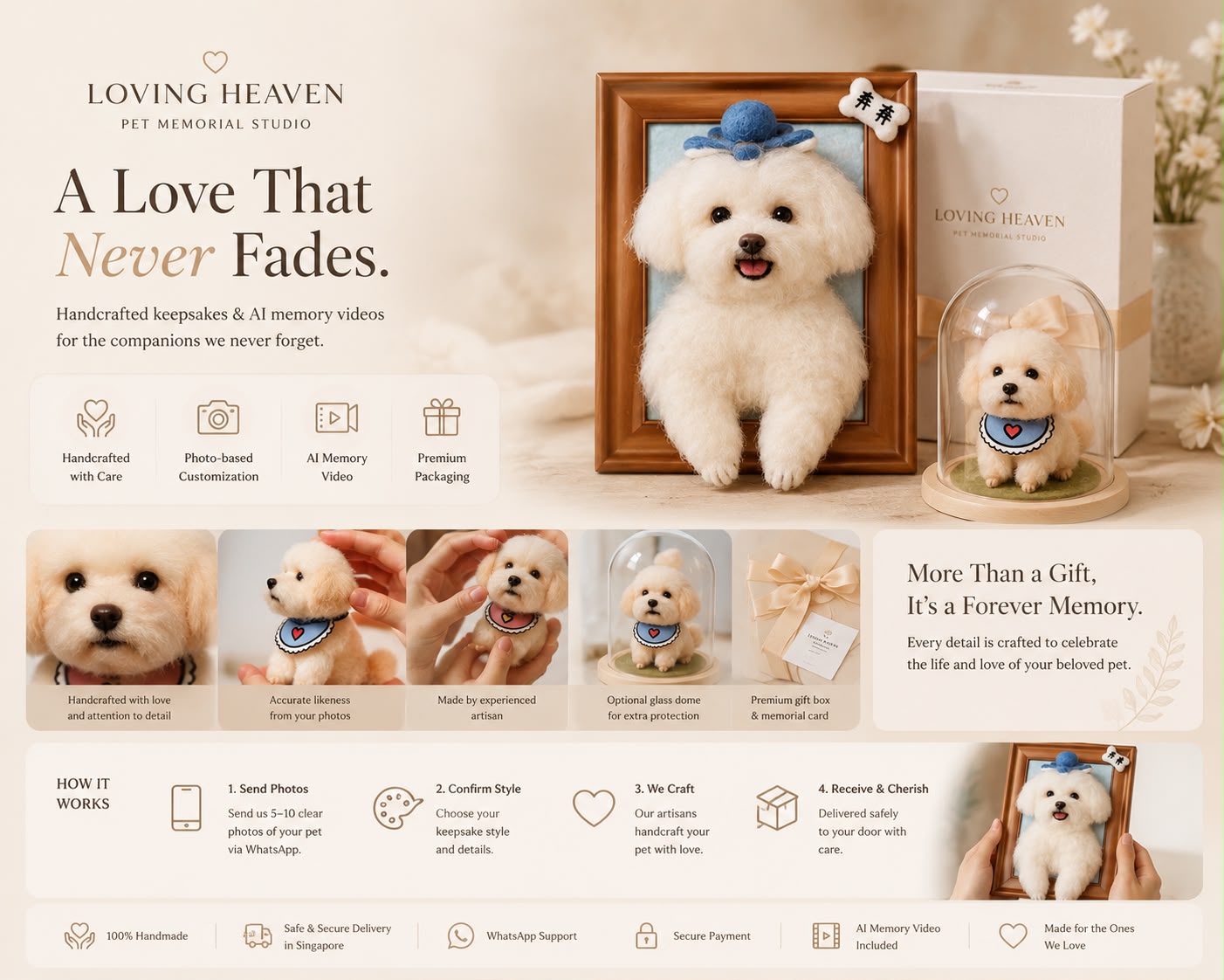 Loving Heaven handcrafted pet memorial keepsake